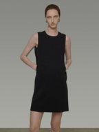 unspoken Minimal Sleeveless Natural Waist Structured Vest For Office Acetate Midi Dresses