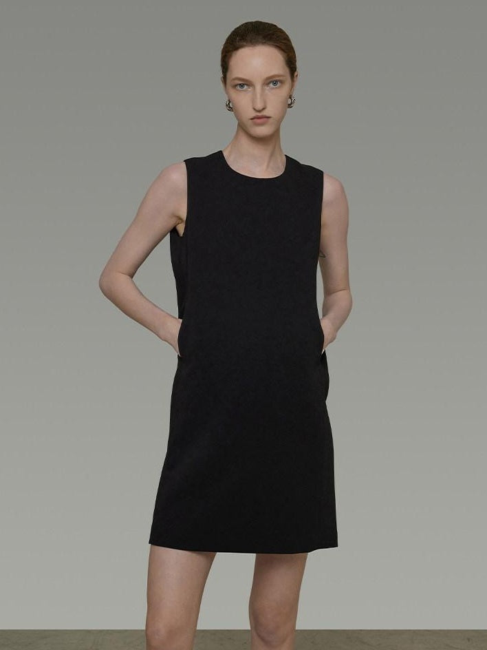 unspoken Minimal Sleeveless Natural Waist Structured Vest For Office Acetate Midi Dresses