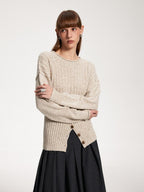 someone sometimes Acrylic Blend Speckled Beige Crew Neck Pullover Office Knitwear Sweaters