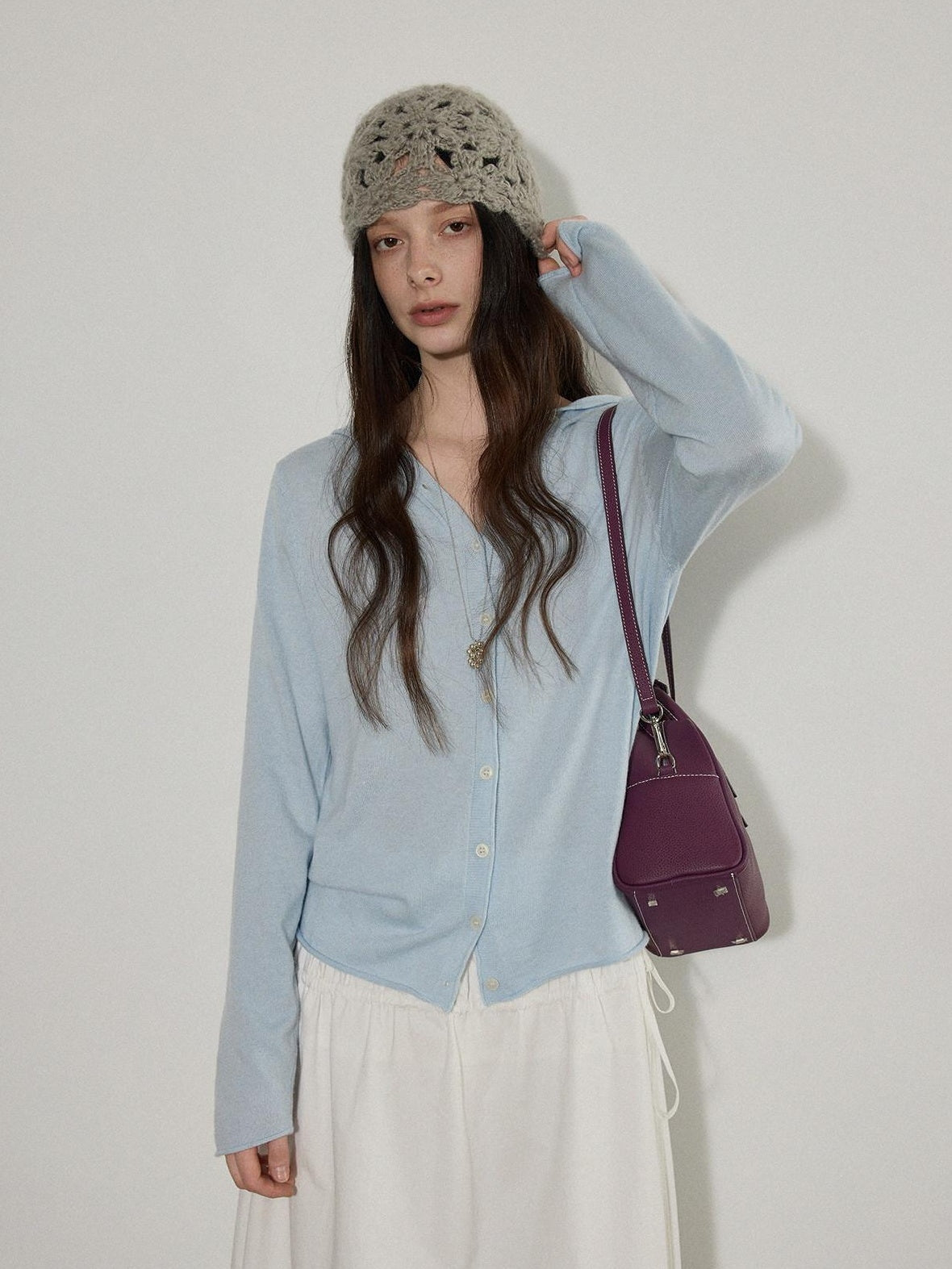 Lofi choose Soft Acrylic Blend Hooded Button Loose Fit Commuter Women Knit Cardigans