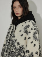 Lofi choose Insulated Hooded Relaxed Fit Commuter Floral Apricot Button Women Short Coat