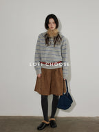 Lofi choose Acrylic Wool Blend Office Loose Fit Striped Pullover Crewneck Women Sweaters