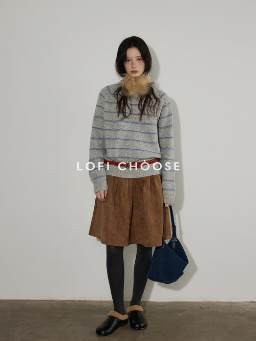 Lofi choose Acrylic Wool Blend Office Loose Fit Striped Pullover Crewneck Women Sweaters