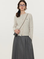 fano Pure Lambswool Minimal Commuter Low Round Neck Button Knitwear Women Cardigans