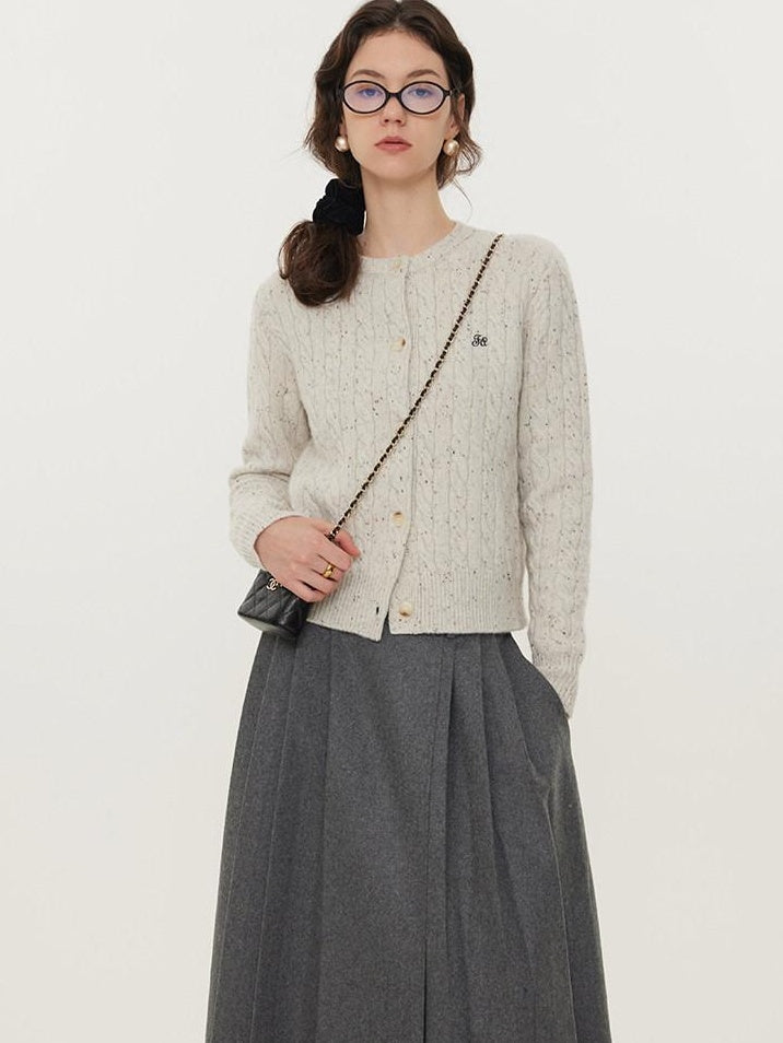 fano Pure Lambswool Minimal Commuter Low Round Neck Button Knitwear Women Cardigans