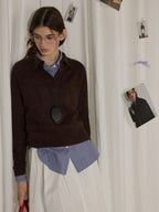 Lofi choose Flattering Plaid Minimal Collared Loose Long Sleeve Button Women Blue Shirts