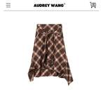 audreyyang_Brushed_Cotton_Sunset_Orange_Belted_Plaid_Cardigan_Women_Top_&_Skirt_Sets_MISSTT