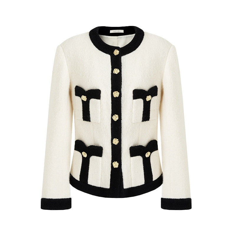 unspoken_Black_White_Colorblock_Office_Loose_Cropped_Round_Neck_Buttoned_Knit_Cardigans_MISSTT