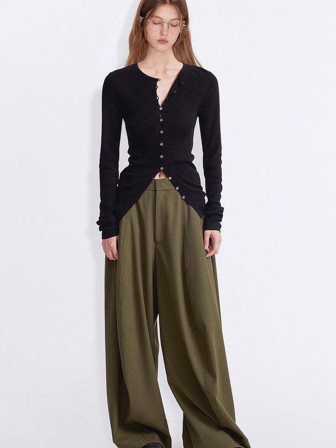 fano Office Ready Korean Slim V-neck Button Longsleeve Women Polyester Cardigans