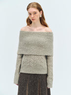 someone sometimes Wool Mohair Blend Oversized Casual Knit Pullover Women Dark Mist Green Sweaters