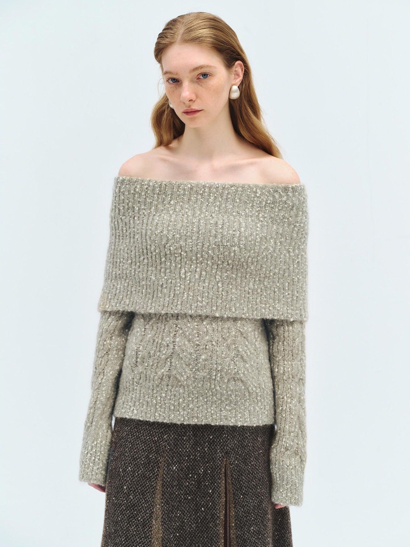 someone sometimes Wool Mohair Blend Oversized Casual Knit Pullover Women Dark Mist Green Sweaters