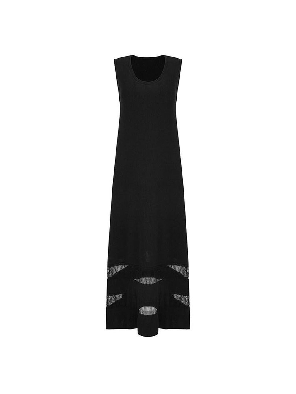unspoken Elegant Sleeveless Cutout H Line Tank Dress City Commute Black Maxi Dresses
