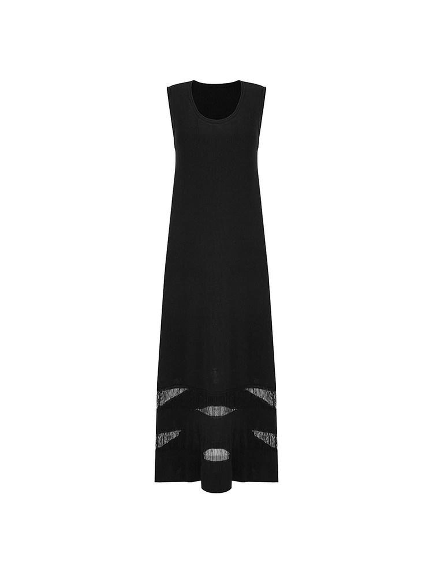 unspoken Elegant Sleeveless Cutout H Line Tank Dress City Commute Black Maxi Dresses