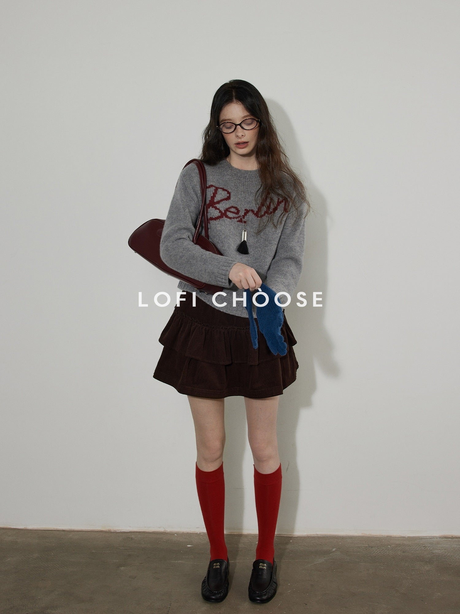 Lofi choose High Waist Cotton Puff Skirt Loose Commuter Women Brown Mini Skirts
