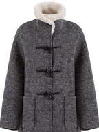 fano Lambswool Blend Single Breasted Loose Midlength Heather Gray Long Coats