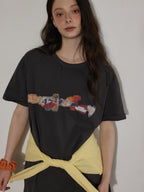 Lofi choose Breathable Loose Fit Commuter Crew Neck Text Print Short Sleeve T-Shirts
