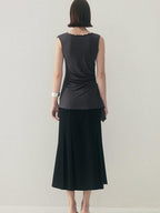 someonesometimes Original Strappy Solid Viscose Stretch Tee Off Shoulder Crop Tops