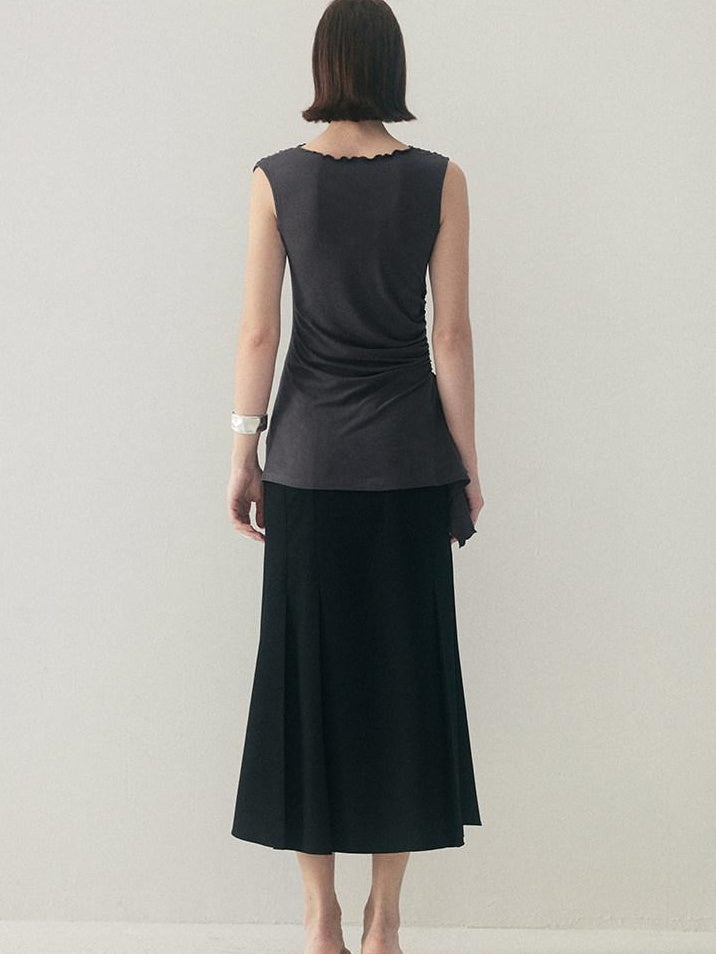 someonesometimes Original Strappy Solid Viscose Stretch Tee Off Shoulder Crop Tops