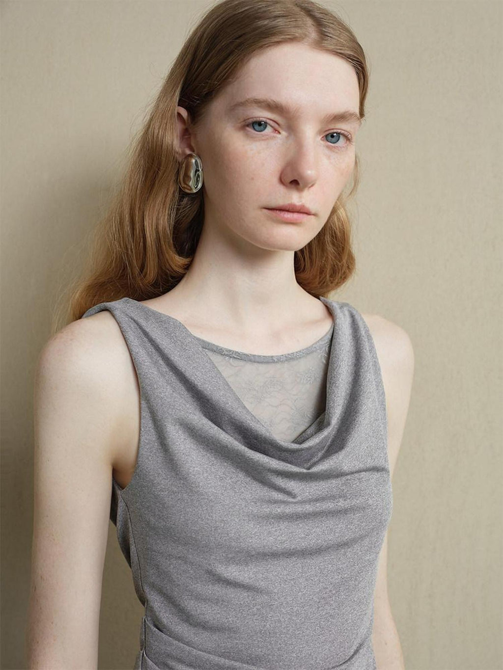 someonesometimes Slim Stretch Office Patchwork Two Piece Women Heather Gray Top & Skirt Sets