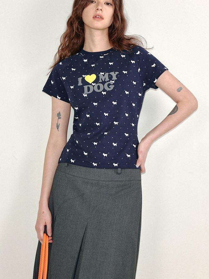 fano Stretch Cotton Slim Korean Commuter Crew Neck Women Navy Short Sleeve T-Shirts