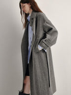 fano 100 Percent Sheep Wool Longline Minimal Commuter Straight Cut Women Wool Coats