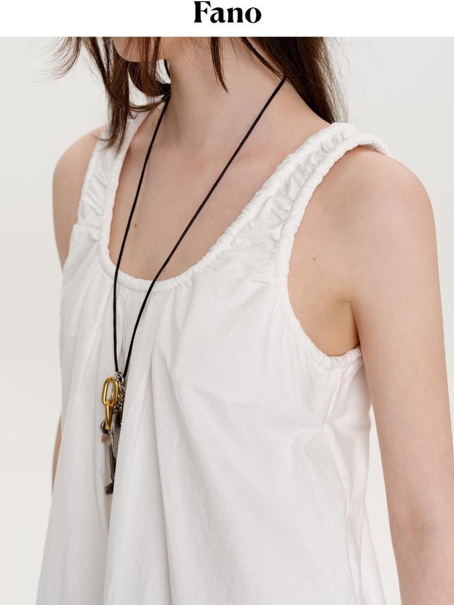 fano Soft Cotton Tencel Aline Sleeveless Crew Natural Travel Girls White Maxi Dresses