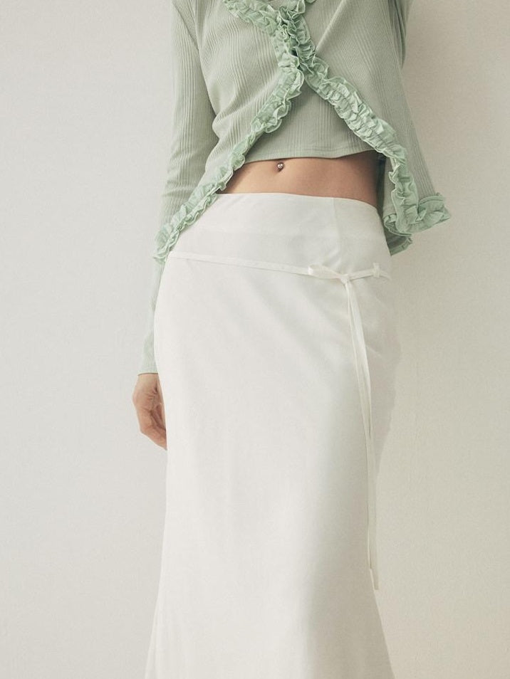 someone sometimes Soft Modal Tencel Minimal Office Double Fishtail Low Waist Women Maxi Skirts