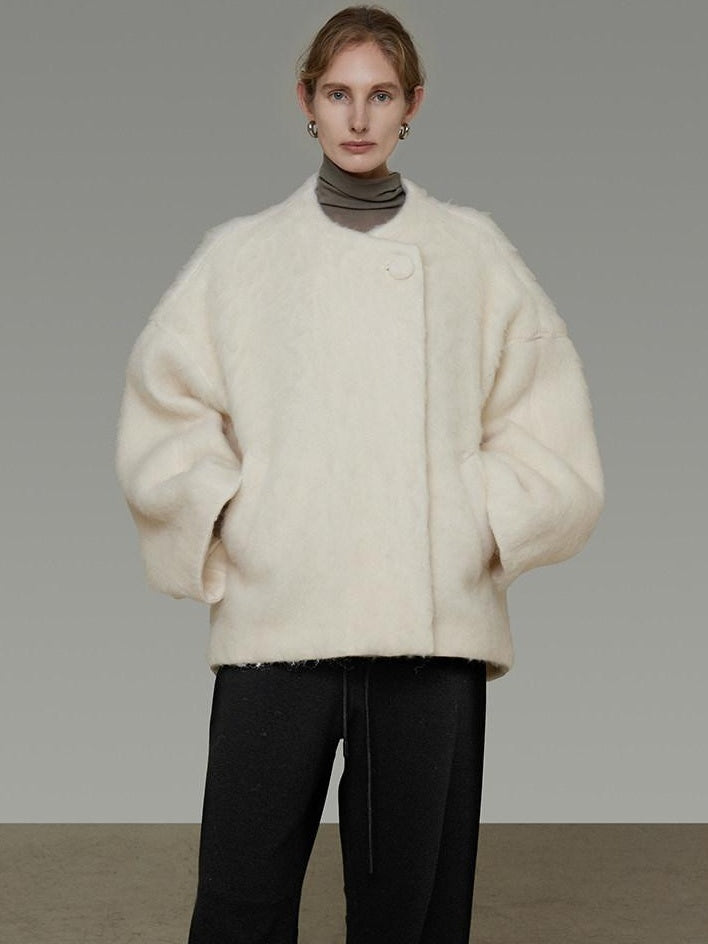 unspoken Premium Sheepswool Thick Tailored Relaxed Office One Button Wool Coats
