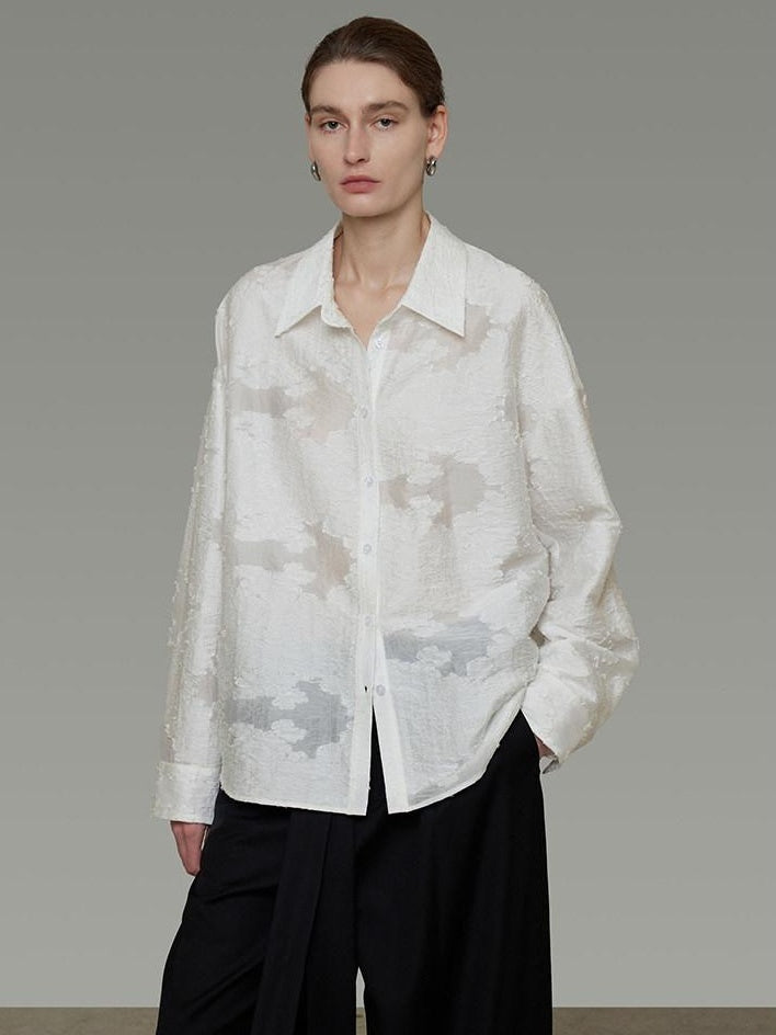 unspoken Breathable Lyocell Loose Fit Button Cardigan Women Work White Long Sleeve Shirts