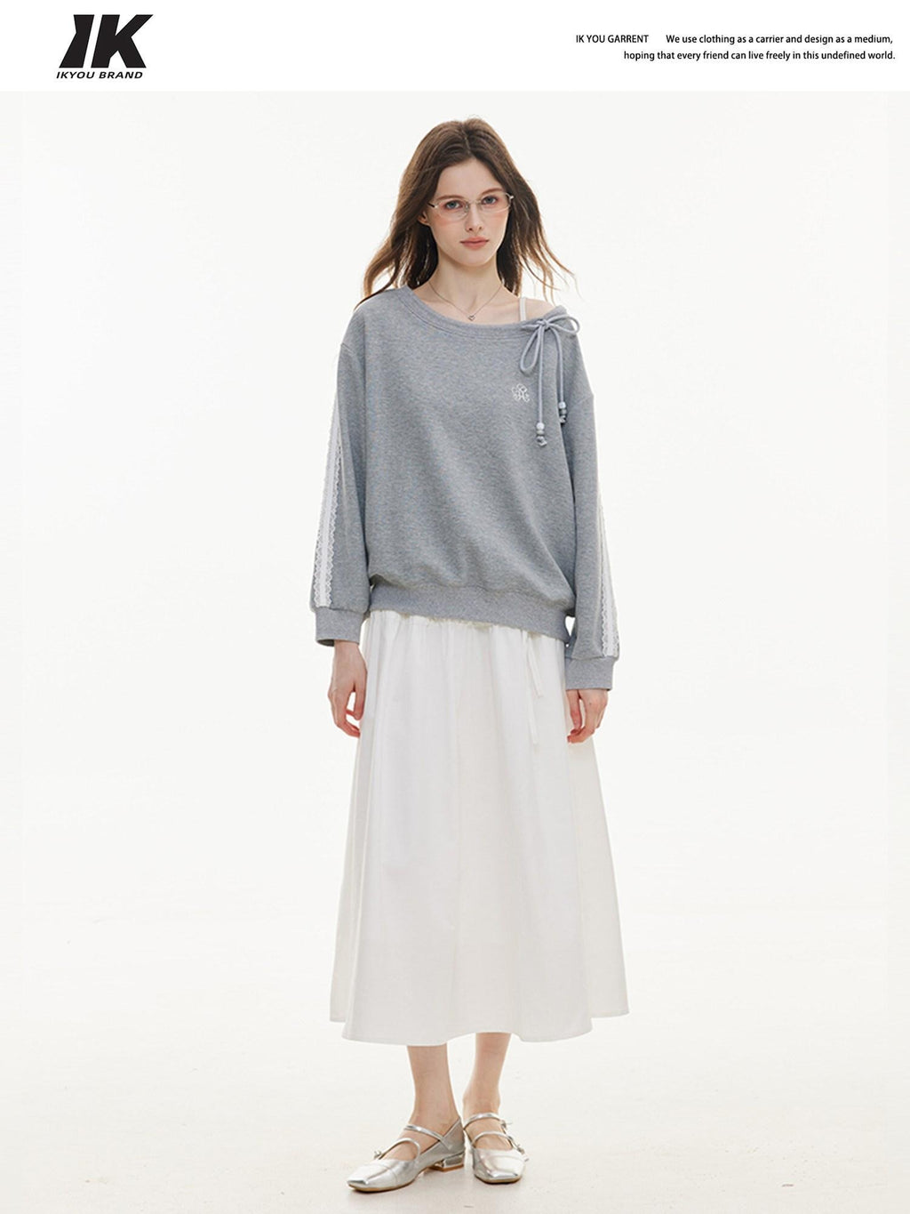 ikyou Shape Retaining A Line High Waist Drawstring Women Cotton Nylon Midi Skirts