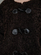 unspoken Warm Fur Lined Minimalist Commuter Loose Fit Brown Women Everyday Short Coat