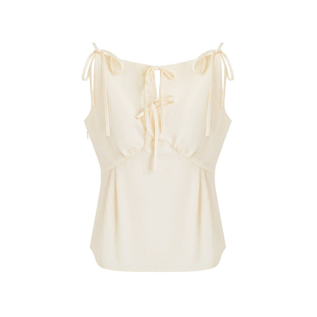 fano_Soft_Viscose_Blend_Slim_Fit_Tie_Detail_Office_Beige_Solid_Camisoles_MISSTT