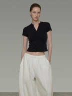 unspoken Moisture Wicking Slim V-neck Cropped Womens Viscose Blend Short Sleeve T-Shirts
