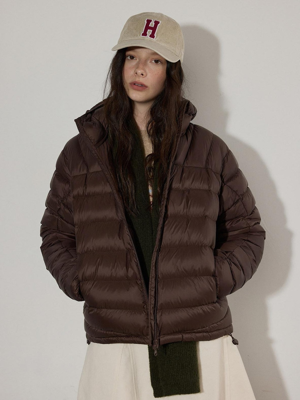 Lofi choose 90 Percent White Duck Down Thick Warm Loose Commuter Hooded Zipper Down Jackets