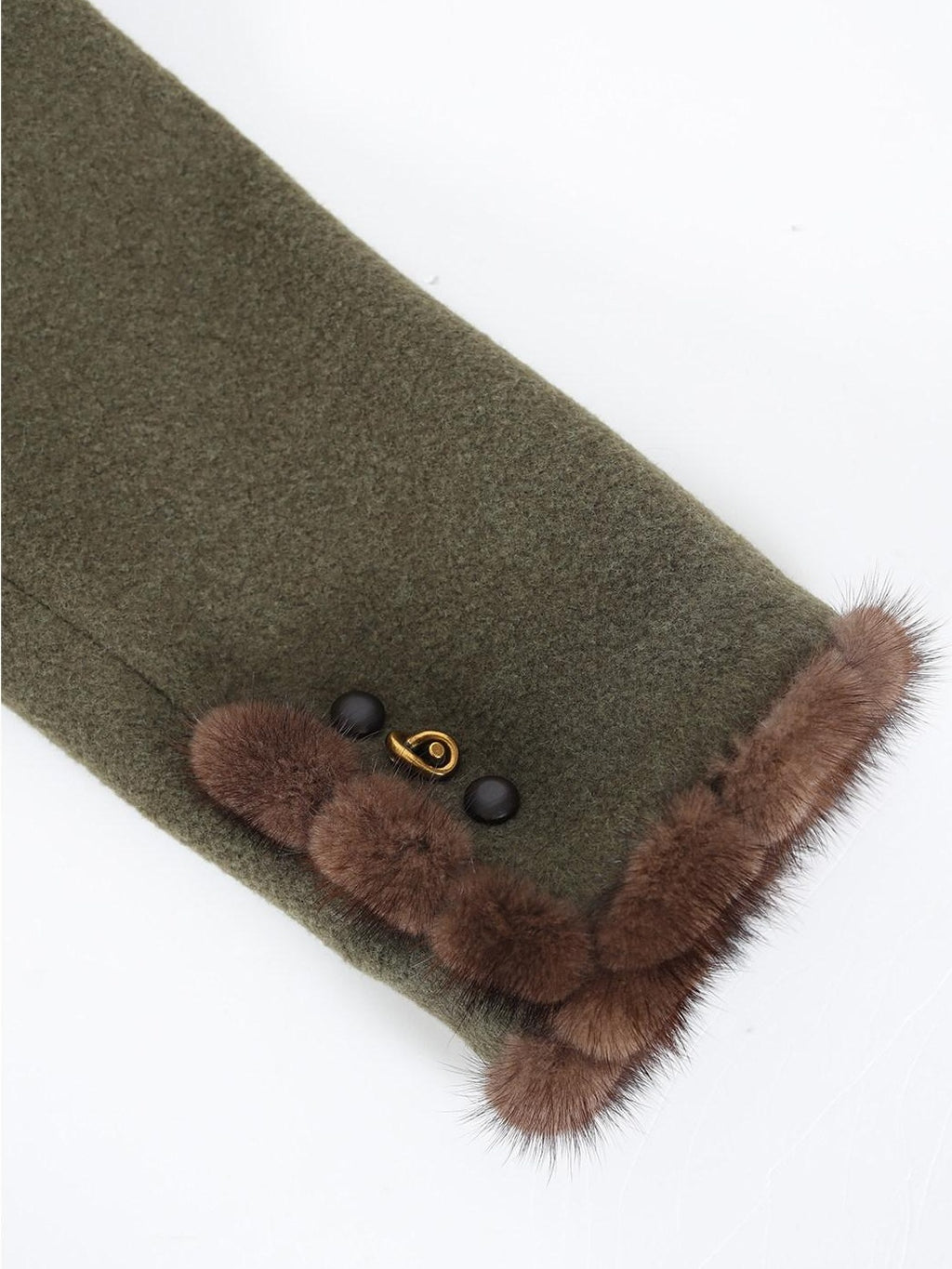 audreyyang Insulated Loose Fit Hooded Wool Blend Hidden Button Beech Green Cropped Jackets