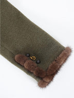 audreyyang Insulated Loose Fit Hooded Wool Blend Hidden Button Beech Green Cropped Jackets