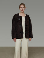 unspoken Warm Fur Lined Minimalist Commuter Loose Fit Brown Women Everyday Short Coat