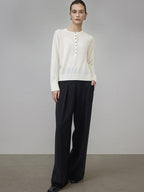 unspoken Pure Wool Minimalist Loose Pullover Crew Neck Women Knit Cardigans