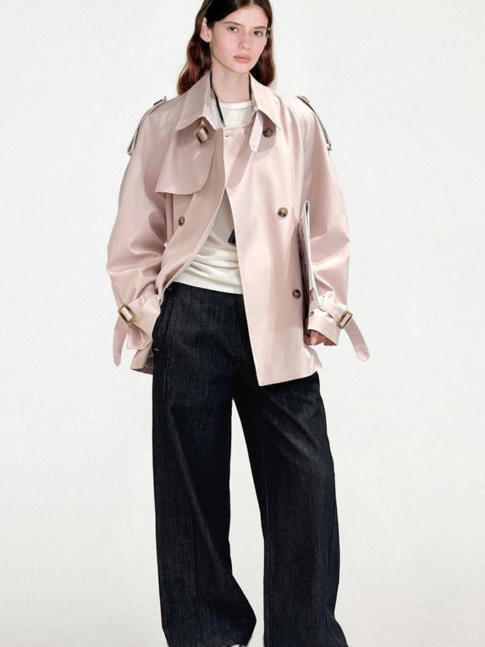 fano Double Breasted Mid Length Loose Fit Korean Commuter Women Classic Trench Coats