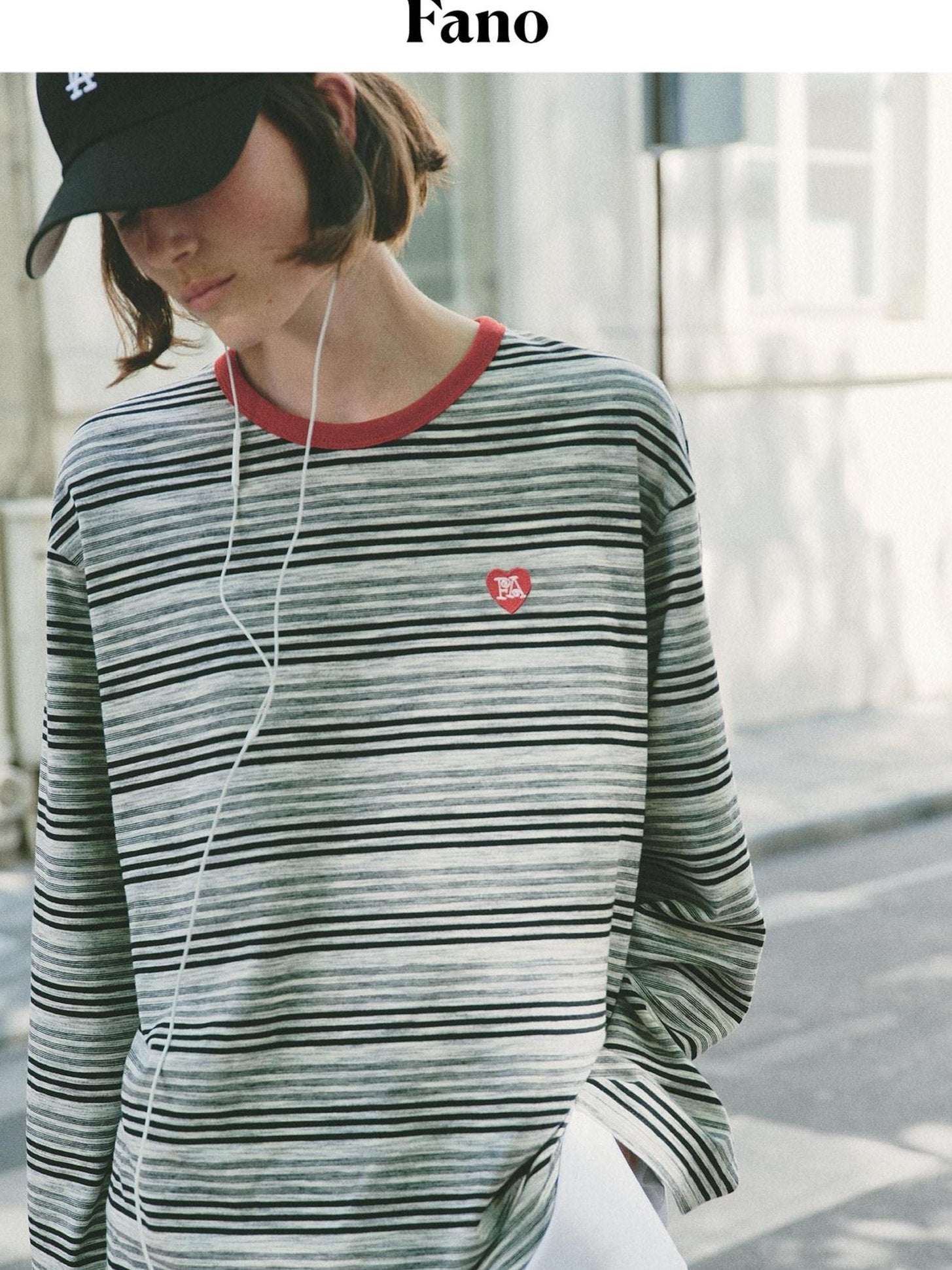 fano Moisture Wicking Casual Loose Patchwork Stripe Black Womens Long Sleeve T-Shirts