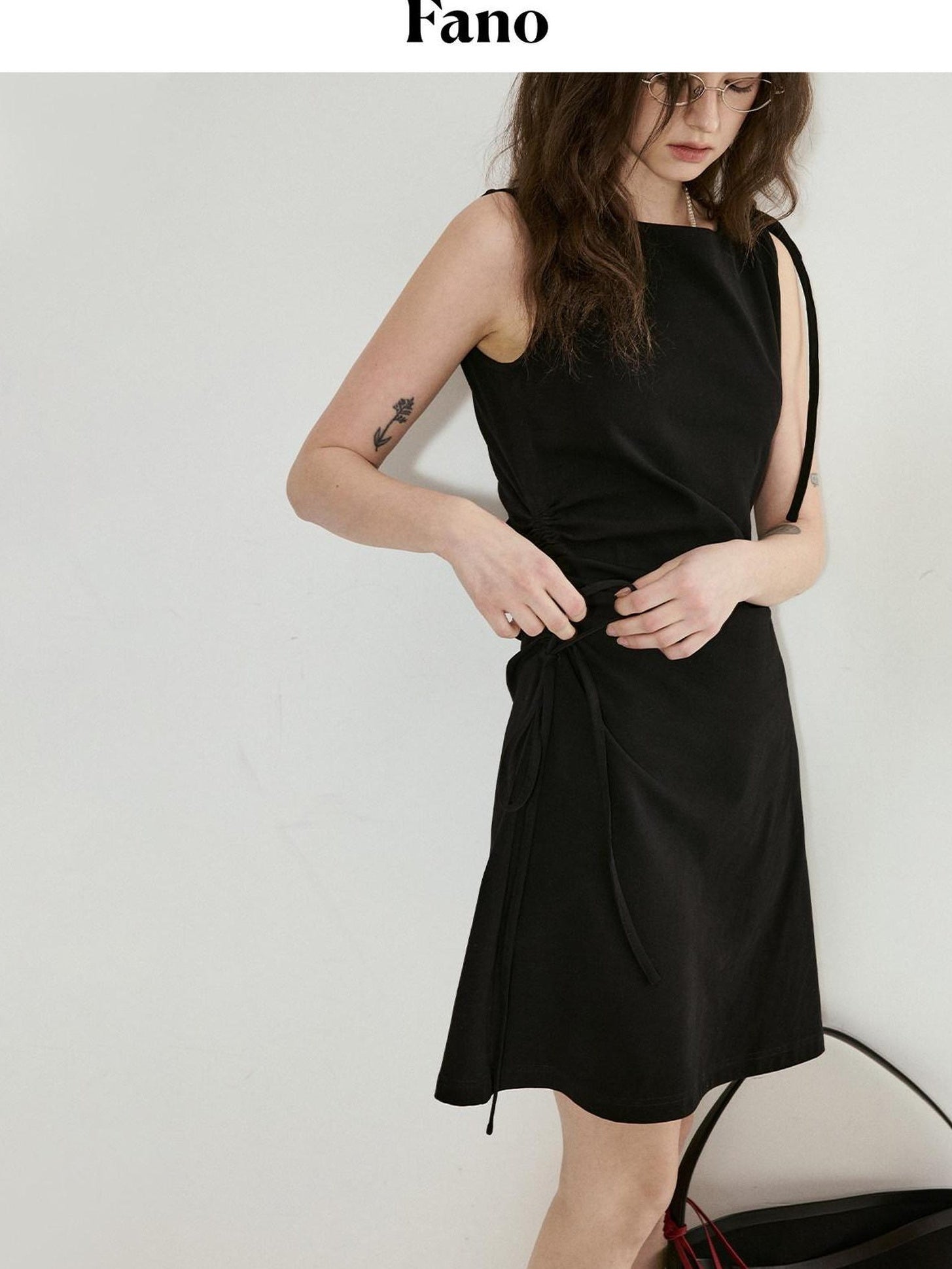 fano Cotton Blend Elegant Sleeveless Asymmetric Hem H Fit Women Midi Dresses