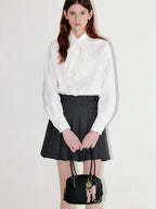 fano Breathable Lyocell Cotton Loose Casual Lace Petal Collar Women Blouses