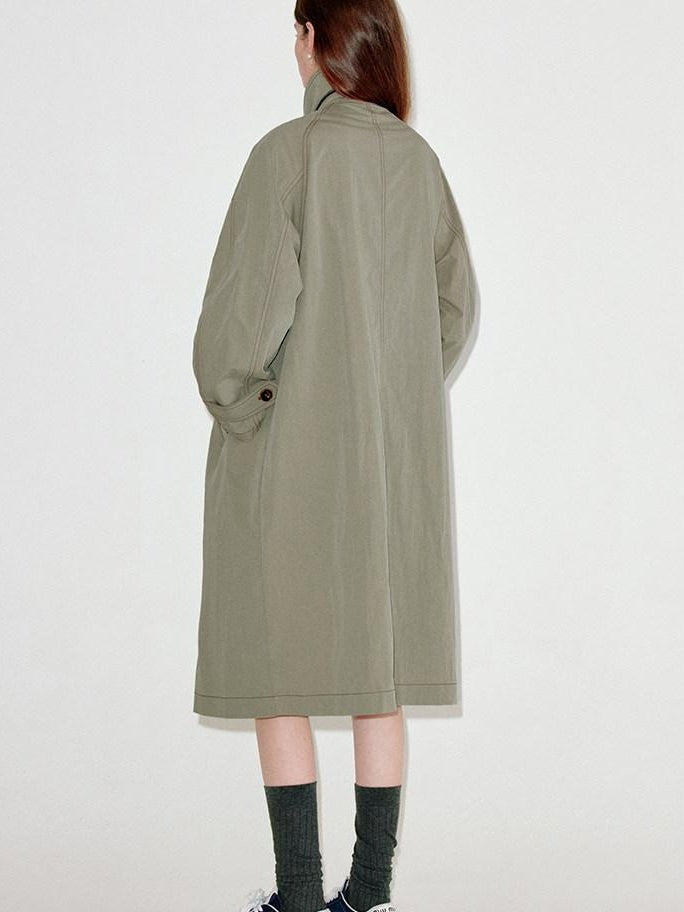 fano Oversized Cotton Blend Single Breasted Korean Commuter Women Khaki Trench Coats