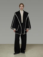 unspoken Premium Wool Alpaca Blend Straight Tailored Office Notch Lapel Black Wool Coats