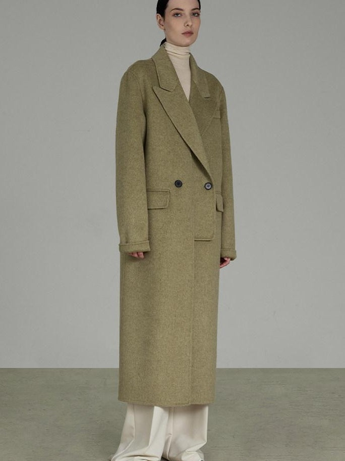 unspoken 70 Wool 30 Polyester Blend Minimalist Straight Double Breasted Blazer Wool Coats