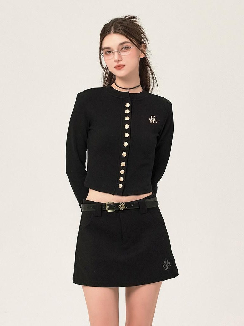 ikyou Stretch Cotton Blend Slim Fit Button 3D Applique Casual Women Knit Cardigans