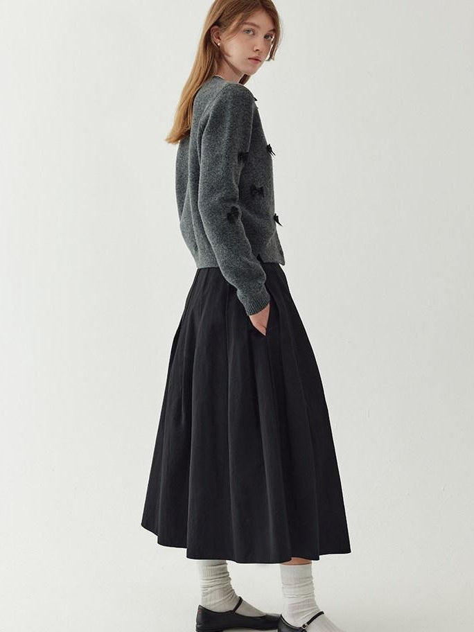 fano Minimal Commuter Cropped Crewneck Long Sleeve Women Polyester Cardigans