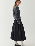 fano Minimal Commuter Cropped Crewneck Long Sleeve Women Polyester Cardigans