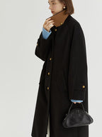 fano Insulated Minimalist Commuter Straight Raglan Sleeve Women Poly Blend Long Coats