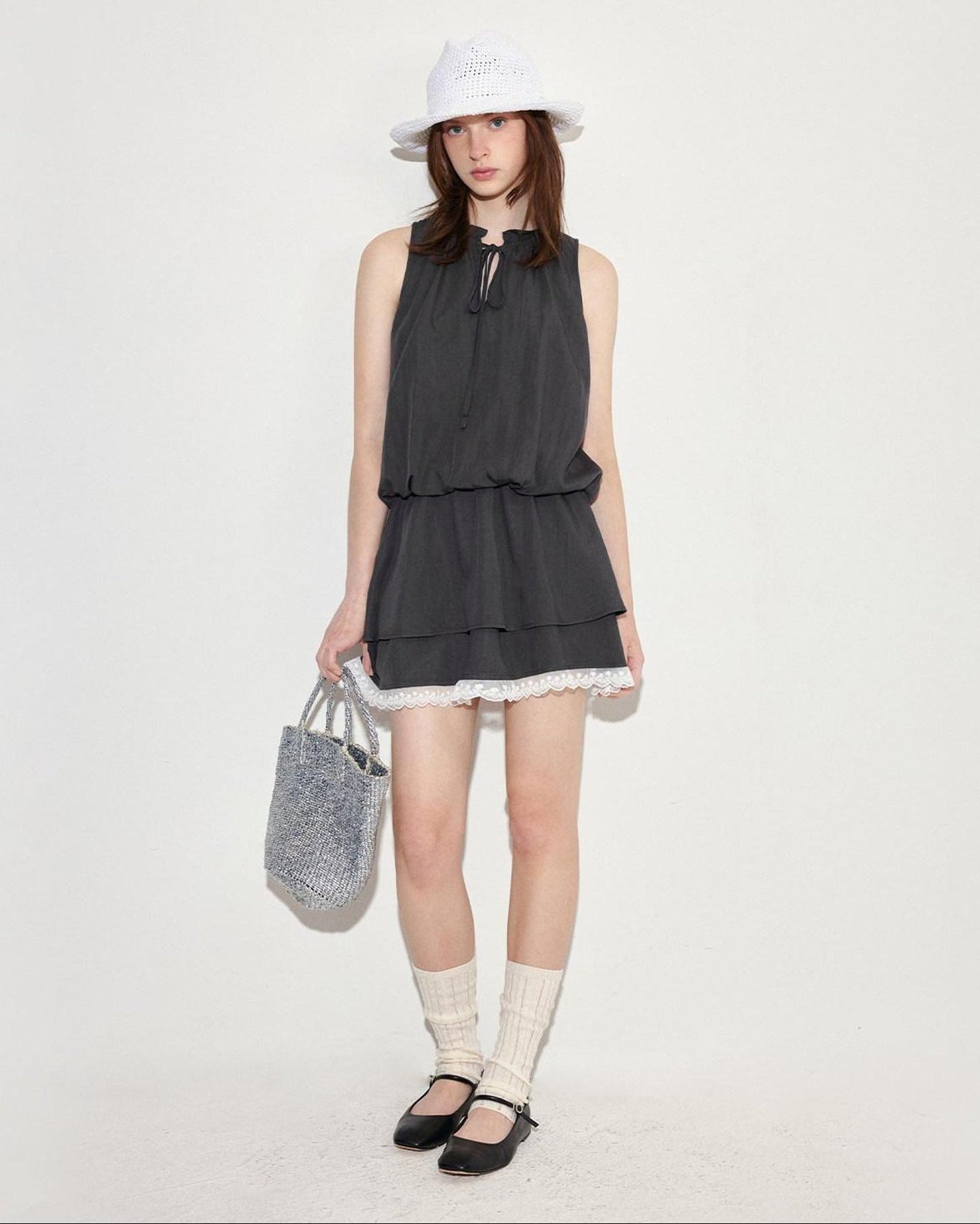 fano Viscose Blend Sleeveless Flared Waist Korean Office Date Off Shoulder Crop Tops